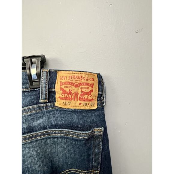 Levi's 505 Denim Jeans Mens size 38x32 Dark wash - Picture 7 of 8